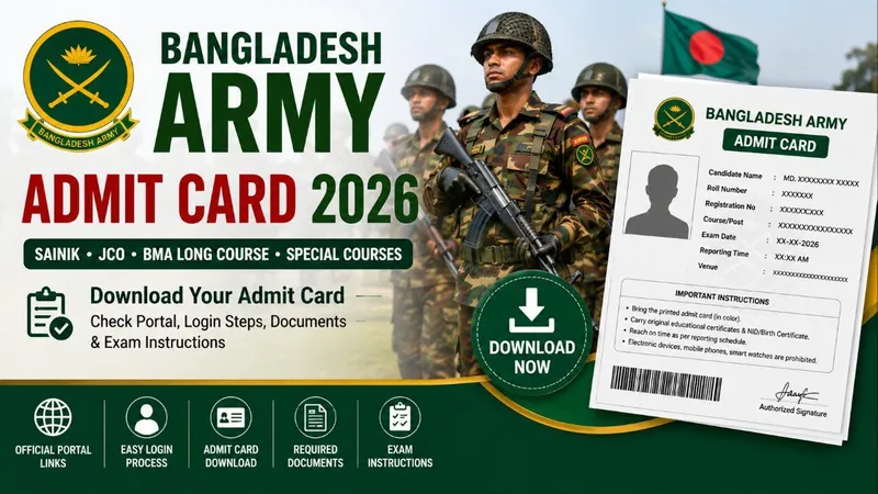 Bangladesh Army Admit Card 2026 – Download Admit Card for Sainik, JCO & BMA Courses