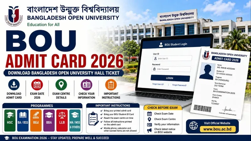 BOU Admit Card 2026 – Download Bangladesh Open University Hall Ticket