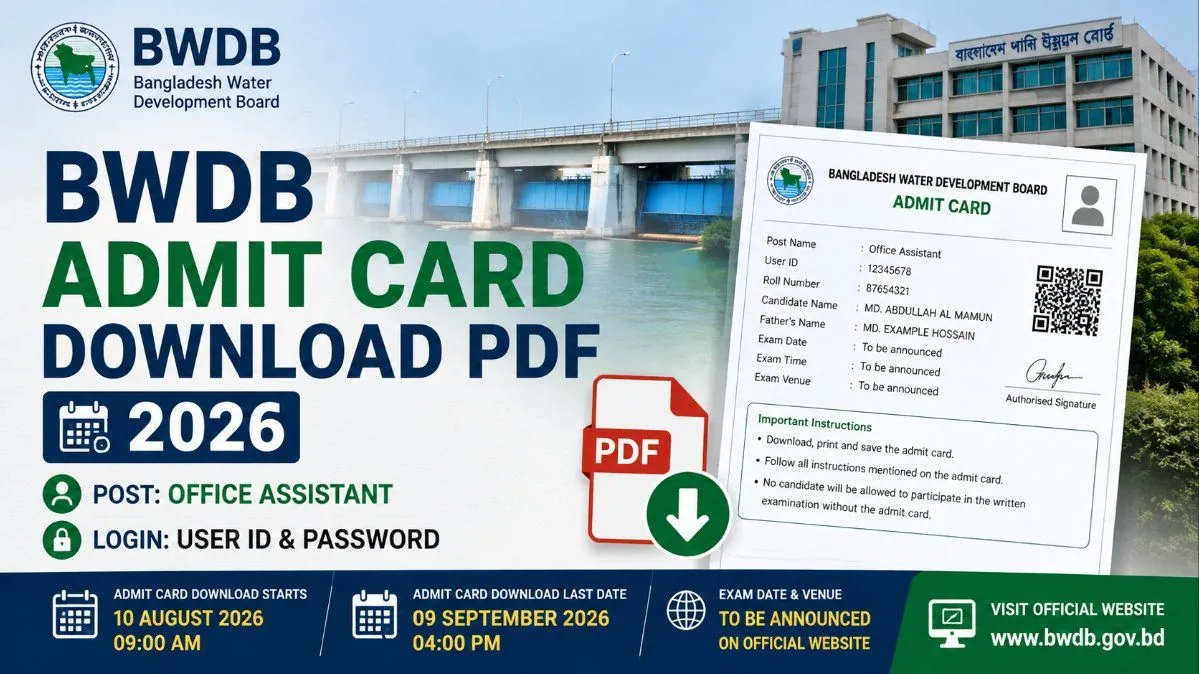 BWDB Admit Card Download PDF 2026 – Office Assistant
