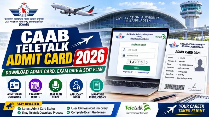 CAAB Teletalk Admit Card 2026 – Download Admit Card, Exam Date & Seat Plan