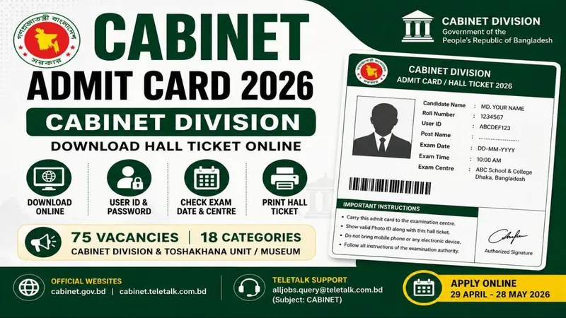 Cabinet Admit Card 2026 – Download Cabinet Division Exam Hall Ticket
