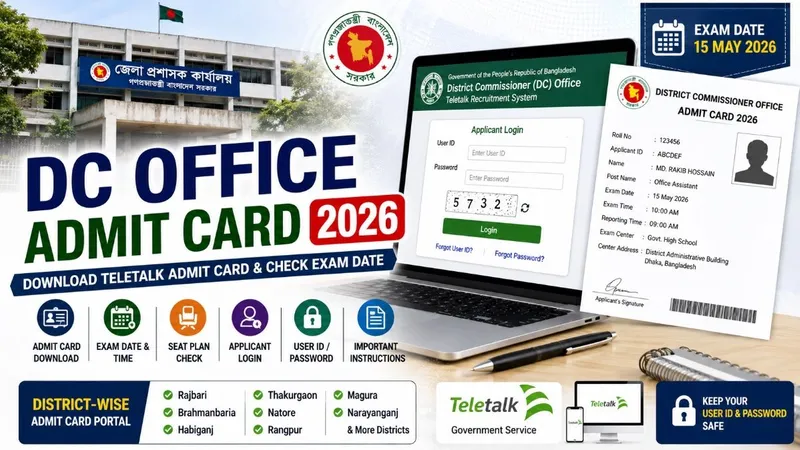 DC Office Admit Card 2026 – Download Teletalk Admit Card & Exam Date