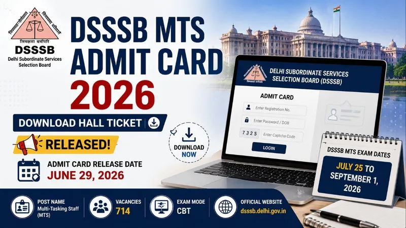 DSSSB MTS Admit Card 2026 Released: Direct Download Link & Exam Dates