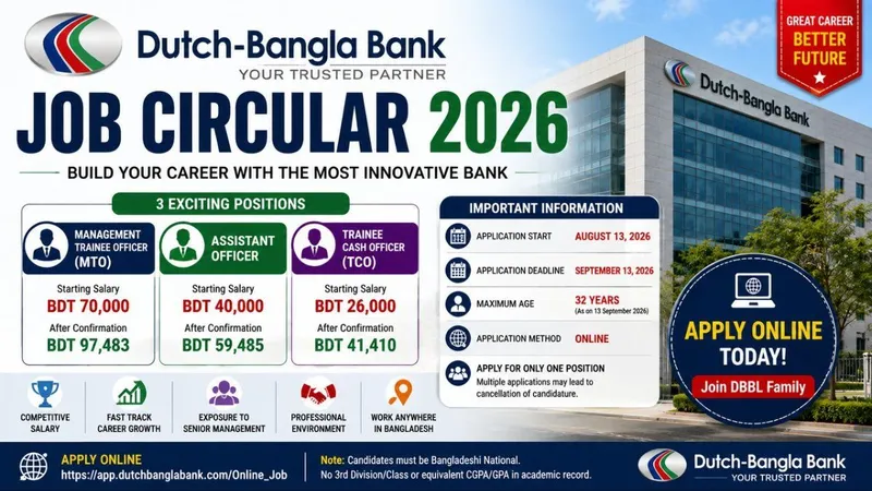 Dutch Bangla Bank Job Circular 2026 – Apply Online, Eligibility, Vacancies & Salary
