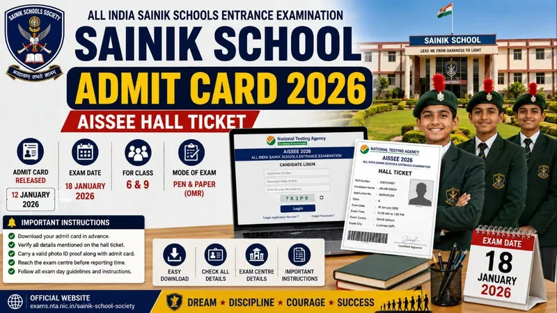 Sainik School Admit Card 2026 – Download AISSEE Hall Ticket