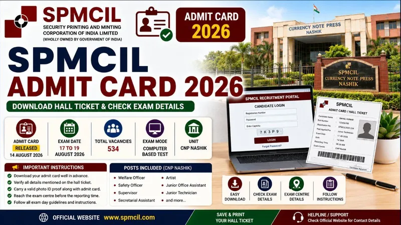 SPMCIL Admit Card 2026 – Download Hall Ticket, Exam Date & Instructions
