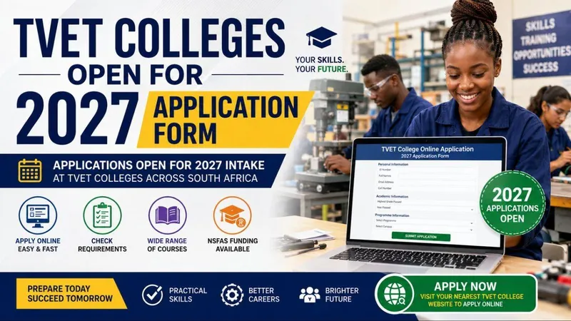 TVET Colleges Open for 2027 Application Form – Apply Online, Requirements & Dates