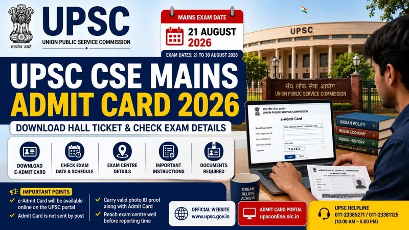 UPSC CSE Mains Admit Card 2026 – Download Hall Ticket & Check Exam Date
